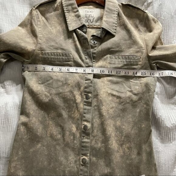 See Thru Soul Snap Button Down Shirt Tie Die Long Sleeve Light Jacket - Picture 7 of 9